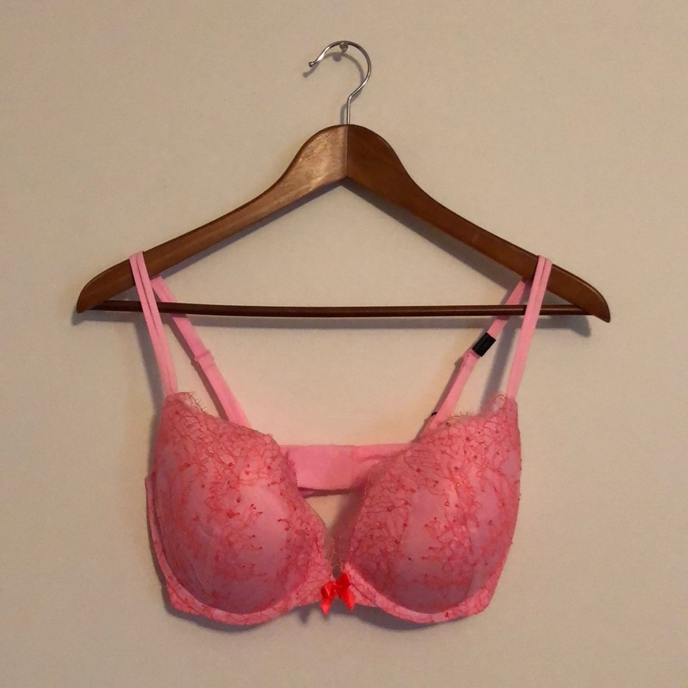 Victoria Secret Pink Lace Rhinestone Bra